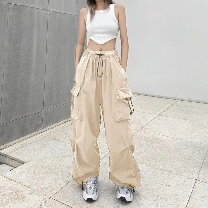 adagirl black wide leg parachute pants streetwear vintage loose pockets high waist cargo jogging trousers y2k causal sweatpants Y2k Women Streetwear Wide Leg Cargo Pants Casual Baggy Pant Straight With Big Pockets Jogging Trousers Vintage Female Sweatpants