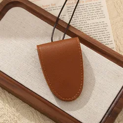 Durable Leather Hanging Neck Eyeglasses Pouch - Portable and Stylish Storage Solution (Coffee color)