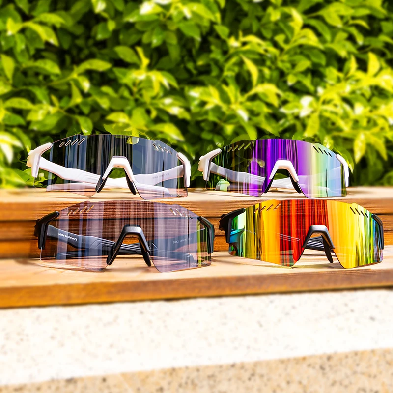 SCVCN Hiking Eyewear Fashion Rimless Cycling Glasss Outdoor Sports Running Drving Sunglasses for Men Goggles Mtb Bicycle 1 Lens