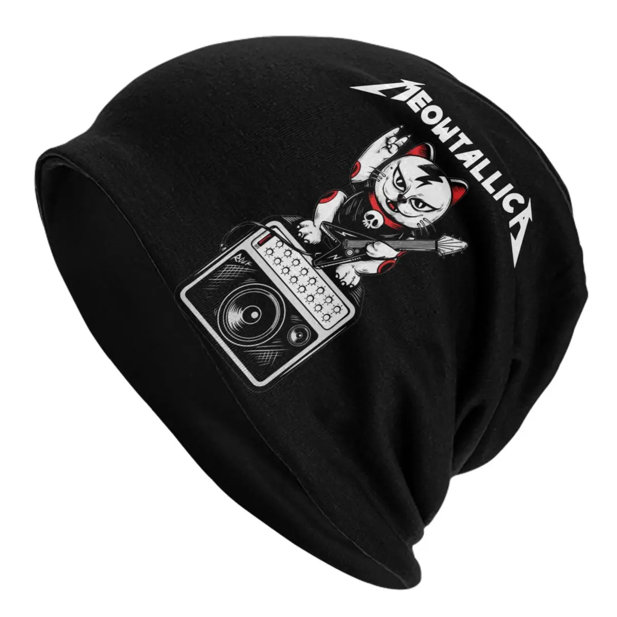 

Meowtallica Cat Memes Caps Rock Goth Men Women Outdoor Skullies Beanies Hats Summer Warm Dual-use Bonnet Hats