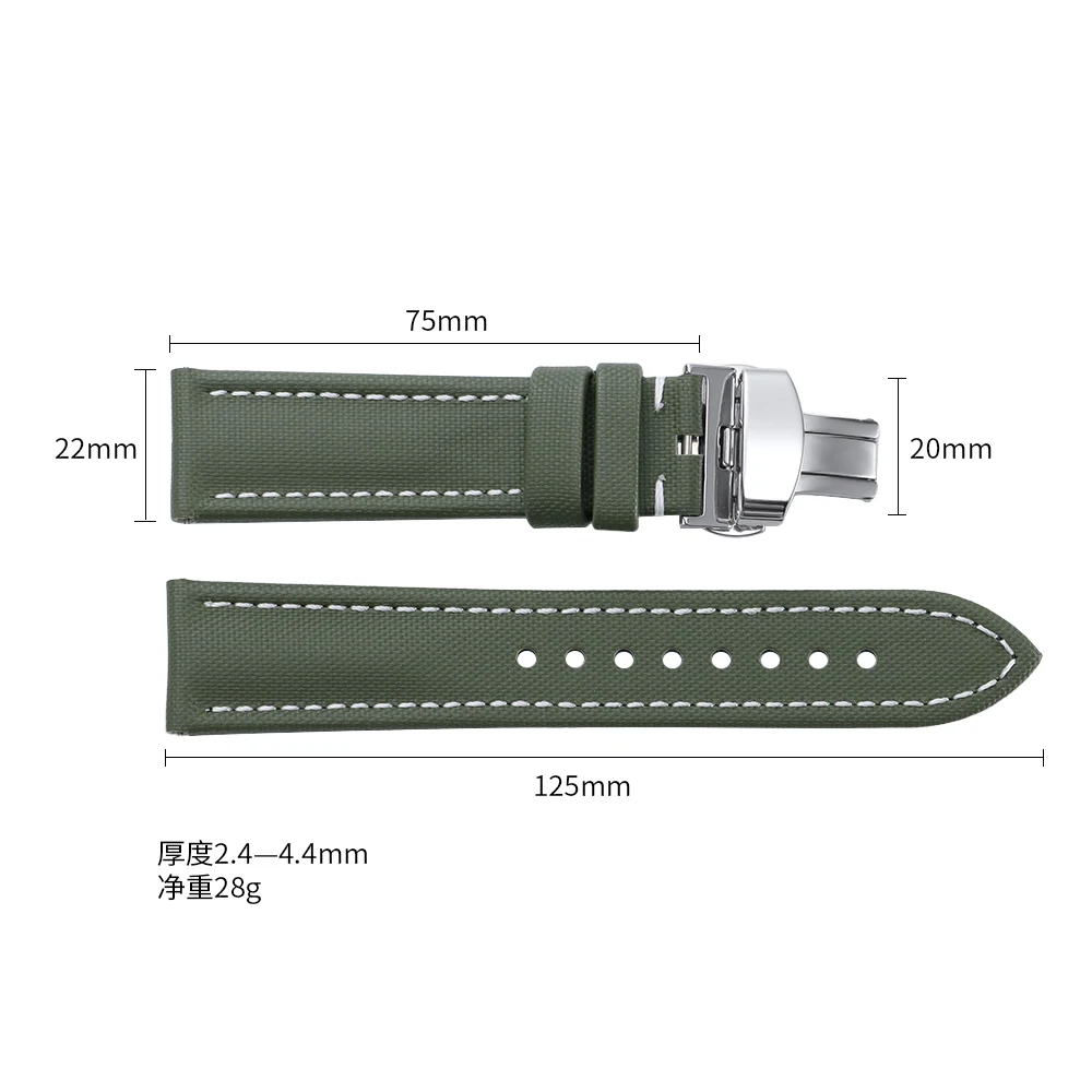 รูปสินค้า สายนาฬิกาผ้าใบเรือ กันน้ำ หัวเข็มขัดแบบผีเสื้อ สำหรับ Omega และ Seiko