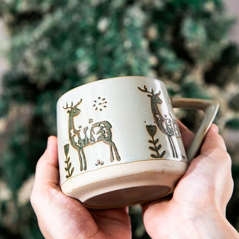 Hot 300ML Christmas Cup Original Coffee Cup Creative Home Ceramic Mug Office Party Breakfast Milk Cup New Year Gift