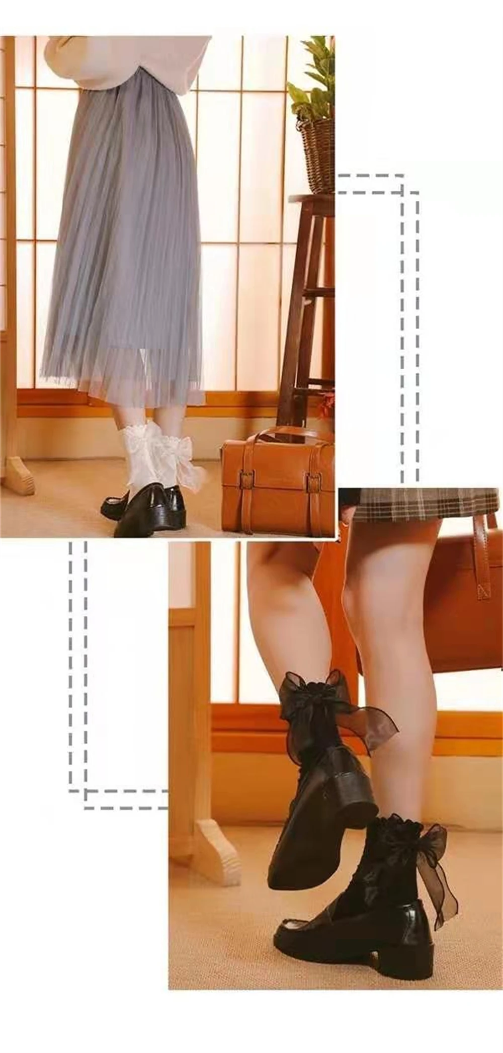 Neue Chic frauen Lolita Spitze Ferse Große Fliege Socken Gericht Stil Prinzessin Wind Mitte Rohr Sokken Dropship – Detail 9