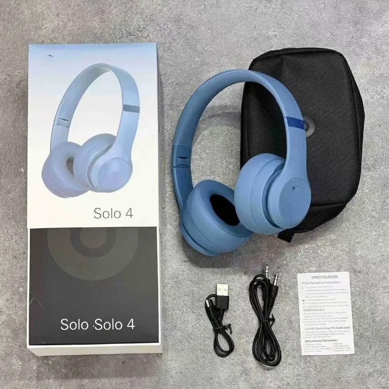 New Solo4 Head mounted Bluetooth Earphones with Pop up Window Foldable Storage Bag, Heavy Bass Earphones 4