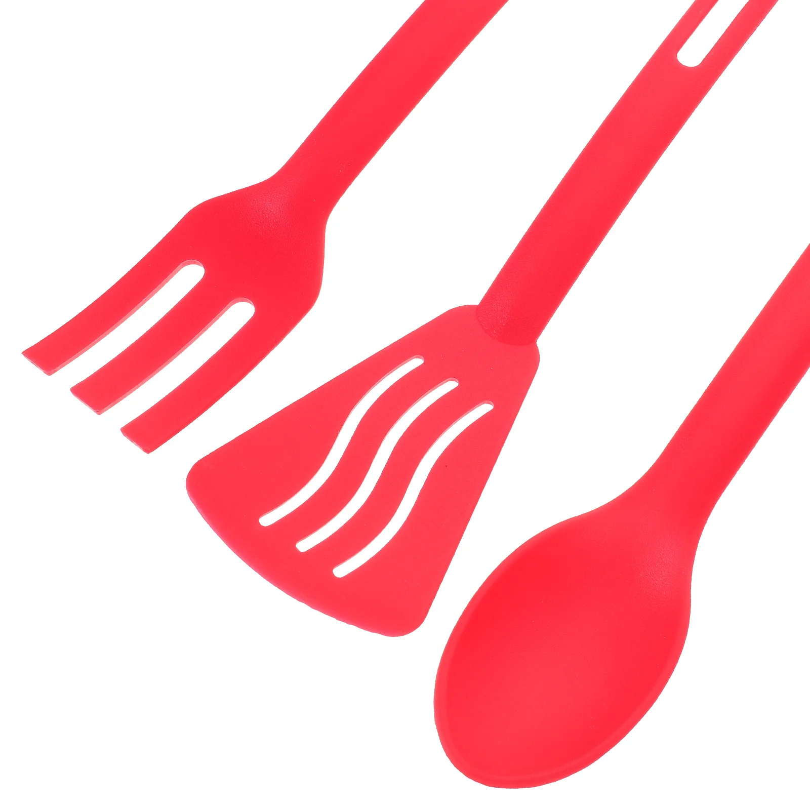 3Pcs Nonstick Cooking Utensils Set Kitchen Tool Red Spoon Spatula Saucepan Fork Turner Cookware Set Dining Bar