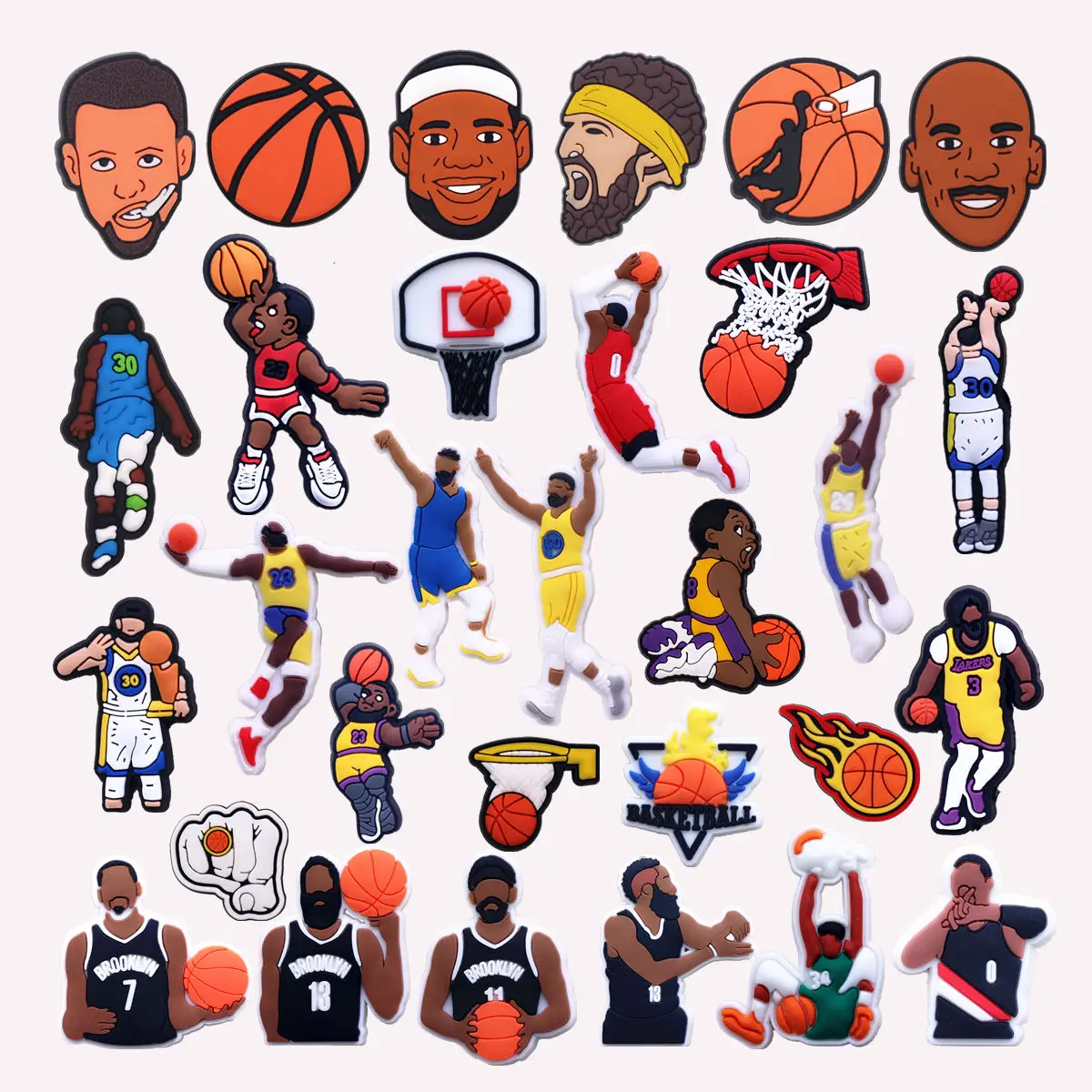Shoe Charms 1 Pcs Basketball PVC James Curry Harden Owen Portrait Garden Shoes Upper Aceessories Unisex Sandal Buckle Decorate