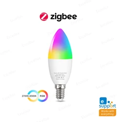 Enhanced Smart WiFi LED Bulb - E14 Candle Lamp with RGB+CW+WW Lighting - 1pcs (Zigbee)
