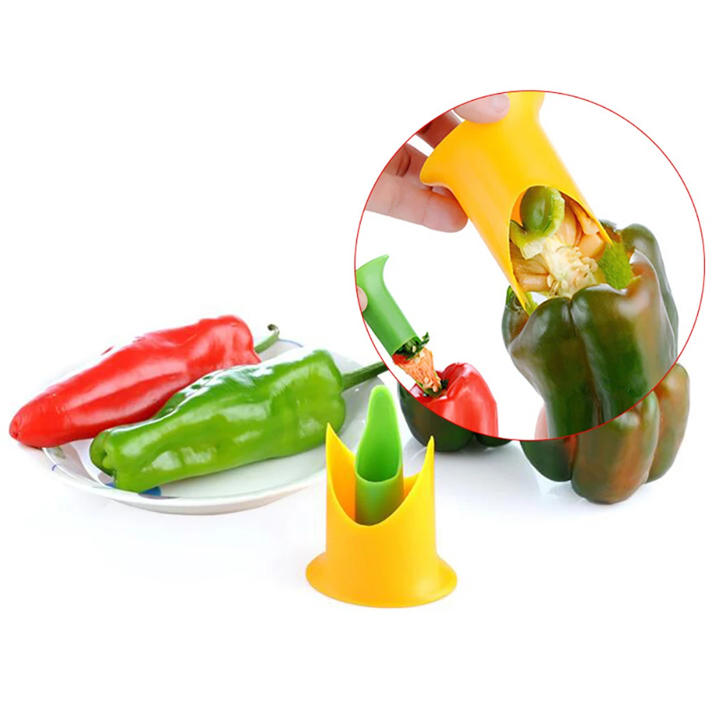 2pcs Slicer Vegetable Cutter Random Pepper Fruit Tools Cooking Device Kitchen Seed Remover Creative Corer Cleaning Coring Gadget