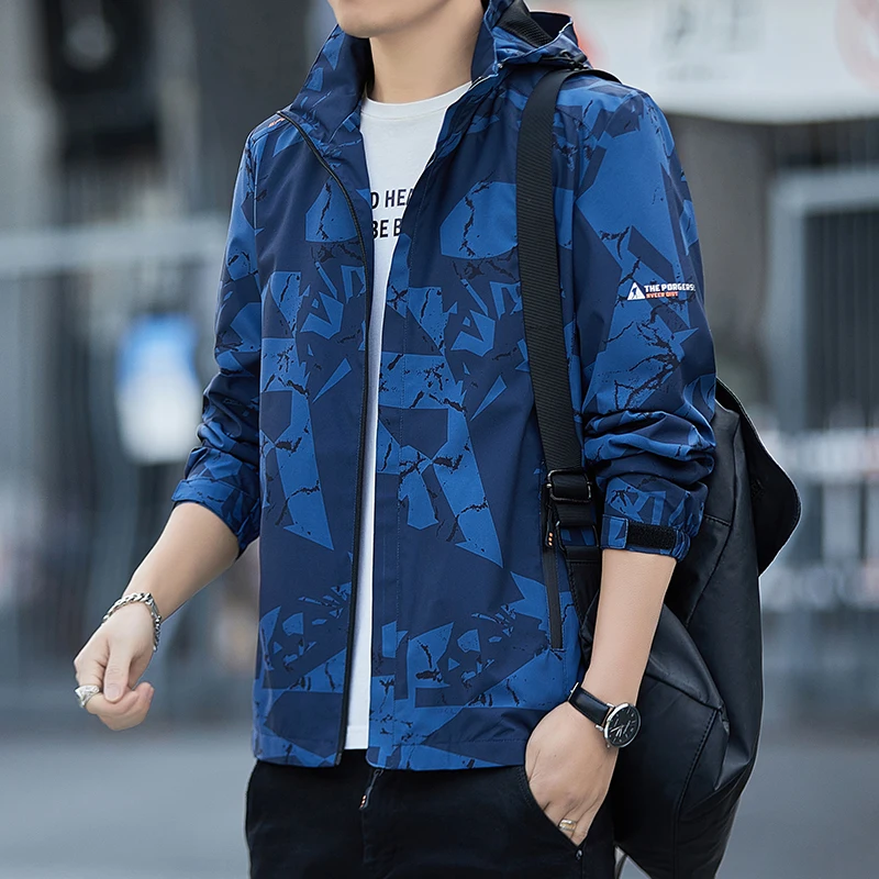 Autumn Men's Jacket 2024 New Trend Casual Windproof Waterproof Outdoor Cycling Sports Camouflage stormcoat Loose Men windbreaker