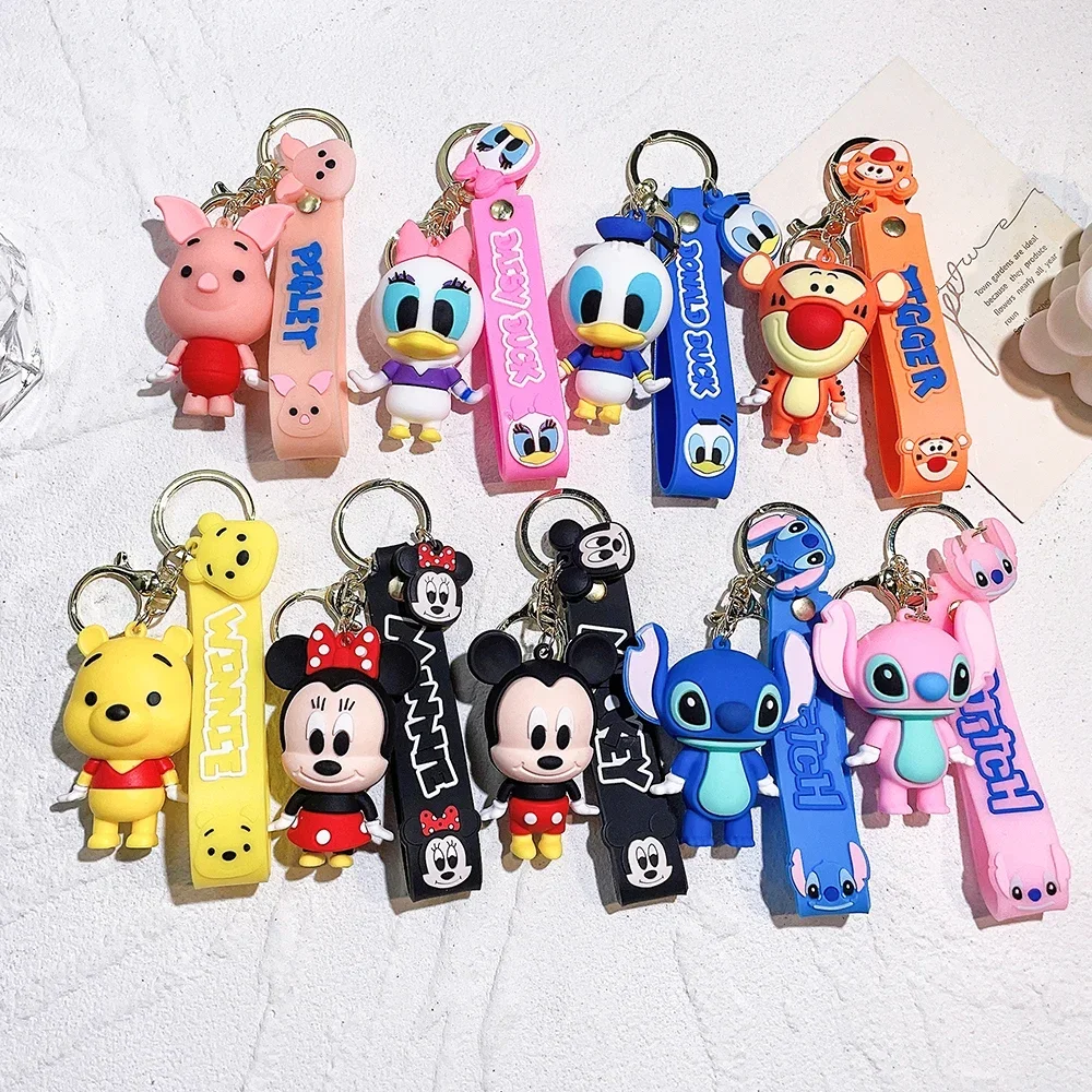 

Anime Cartoon Mickey Mouse Minnie Figure Keychains Donald Duck Piglet Key Chain Model Kid Toy Kawaii Children Gift