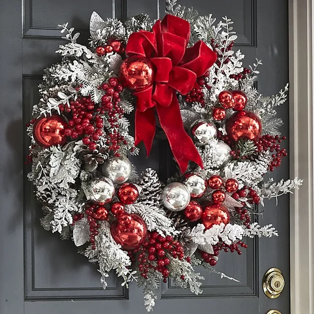 Heart Wreaths for Front Door Daisy Ribbon Bow Wreath Silk Flower Flower  Decoration Rattan Circle Door Hanging Lighted Garland for Front Door outside