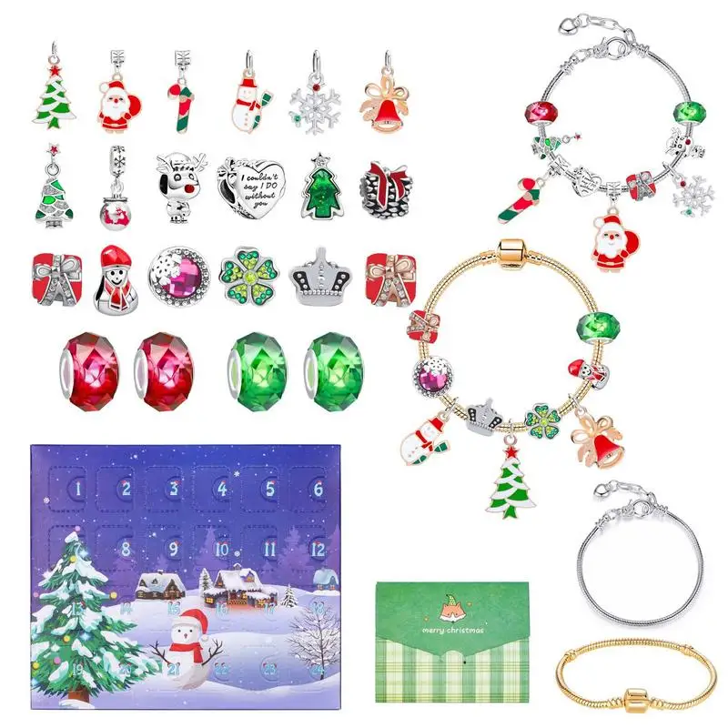

Браслет с календарем и календарём для девочек и подростков, комплект для рождественских подарков с календарём, украшение «сделай сам», 22 дюйма