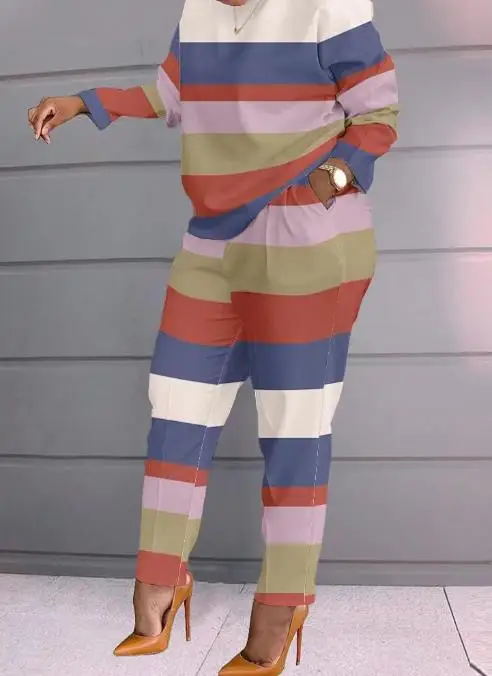 

Women's Casual Pant Set Woman Outfits Two Piece Suit Pockets Design Fashion Comfortable Printed Long Sleeve Sets Female