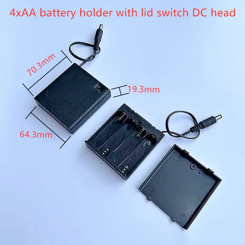 1/2PCS AA 배터리 상자 2/3/4/6/8 X 커버 스위치가 있는 배터리 홀더 DC 플러그 케이블 5.5-2.1 배터리 구획