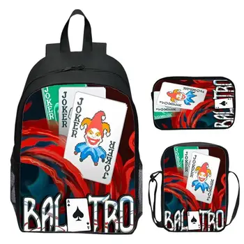 16 inch children's backpack 3-piece set game balatro clown brand elementary school backpack shoulder bag pencil case 1