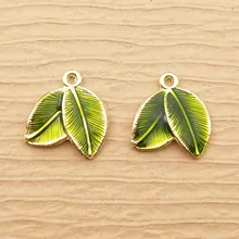  10pcs Enamel Leaf Charm for Jewelry Making Bulk Garden Metal Earring Pendant Bracelet Necklace Accessories Diy Craft Supplies 