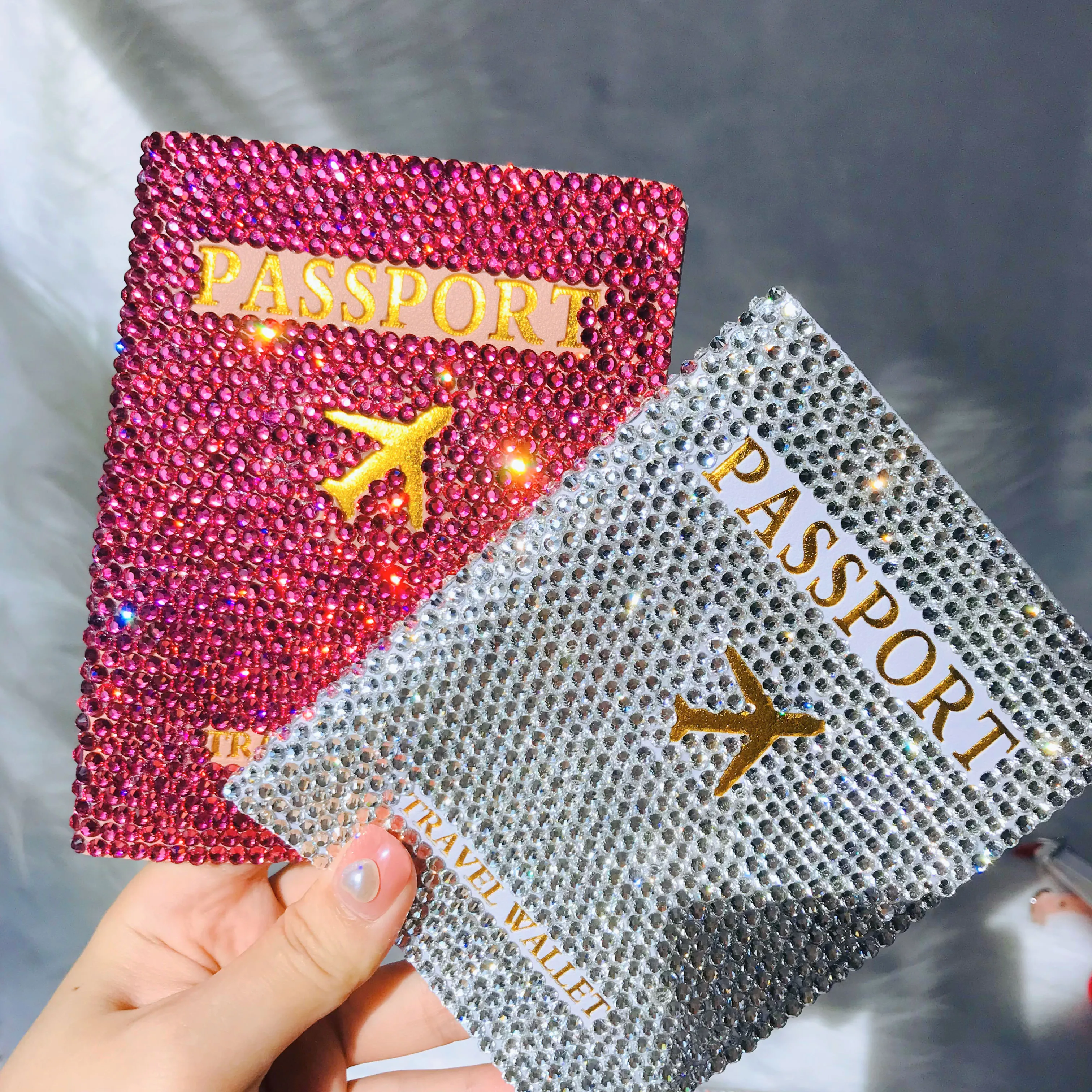 Porte-passeport scintillant, ensemble d'étiquettes de bagage