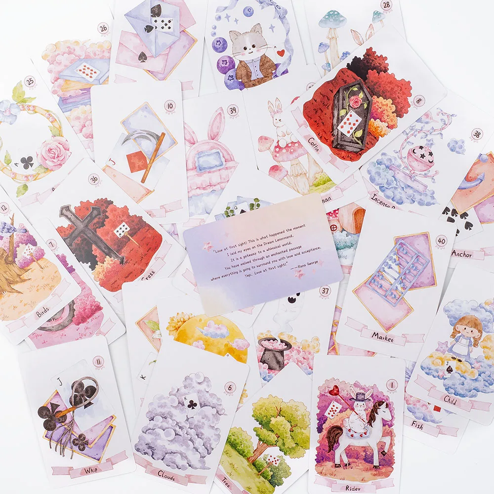 Dream Lenormand Tarot Card Deck 43 Cards Oracle Board Game for Kids Family Friends 8.9 x 5.7cm