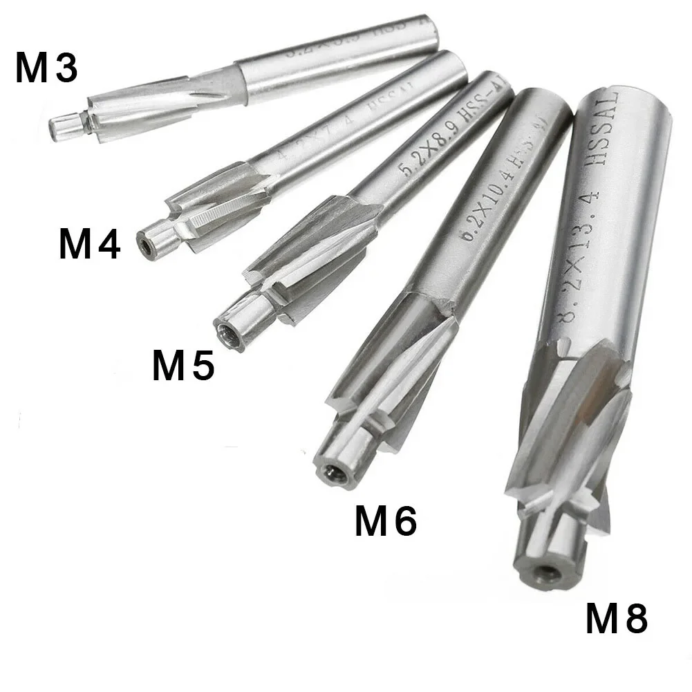 HSS Counterbore End Mill M3-M8 Pilot Slotting Tools Countersink Milling Cutter Countersunk Drill Flat Counterbore Drill Bit
