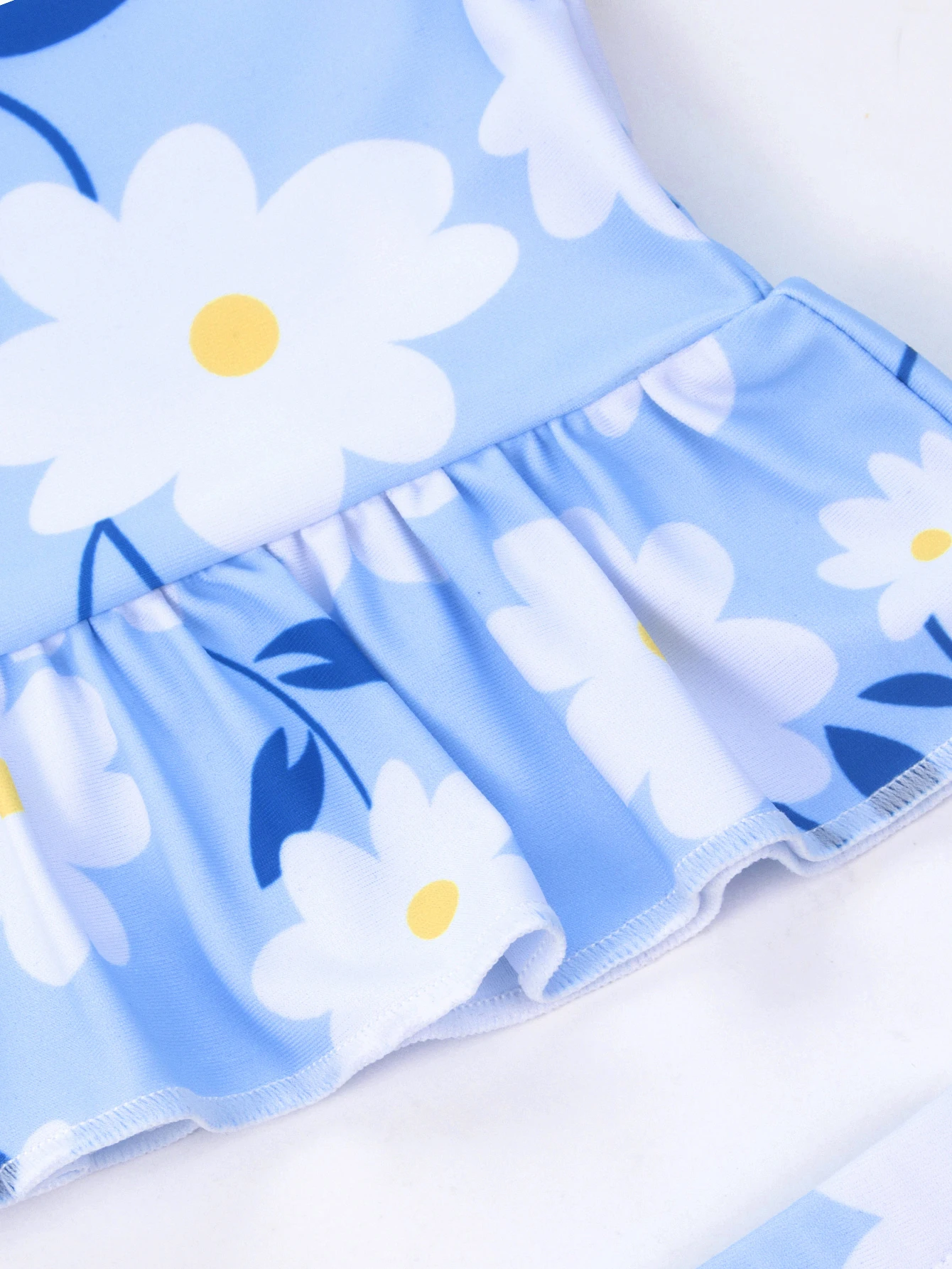 Girls Swimwear Flower Ruffle High Stretchy High Waist Kids Summer Outdoor Vacation Bikinis Beach Clothes girls swimsuit