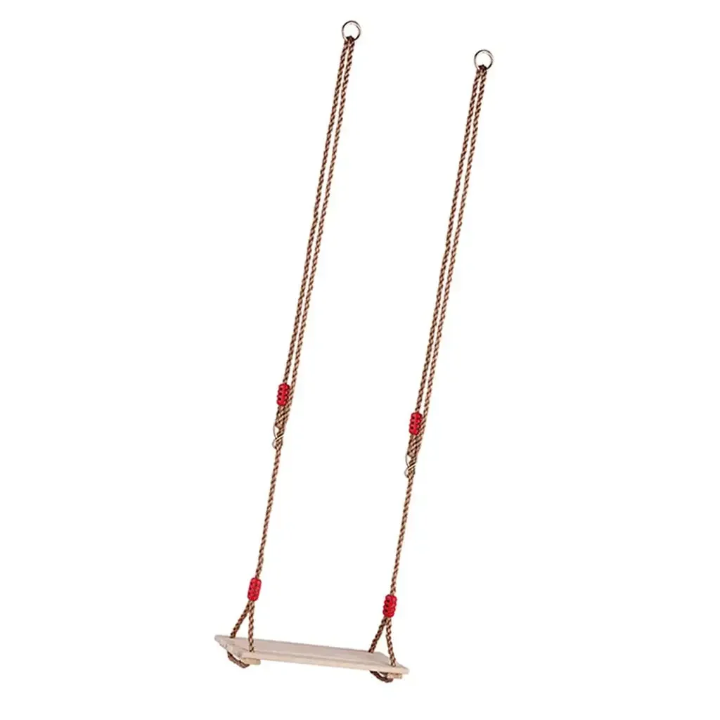 Solid Wood Swing High-Quality Polished Four-Board Wood Swing Adjustable Rope Length Outdoor Rope Swing for Kids Adults
