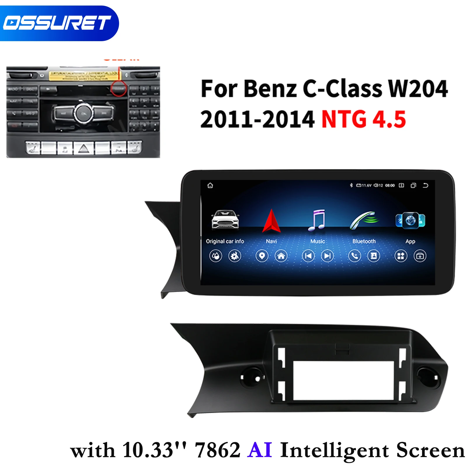 Hizpo Carplay 4G 10.33 ''8G + 256G 2Din Autoradio Android Per Mercedes Benz Classe C W204 Ntg 4.5 Lettore Video Multimediale Autoradio