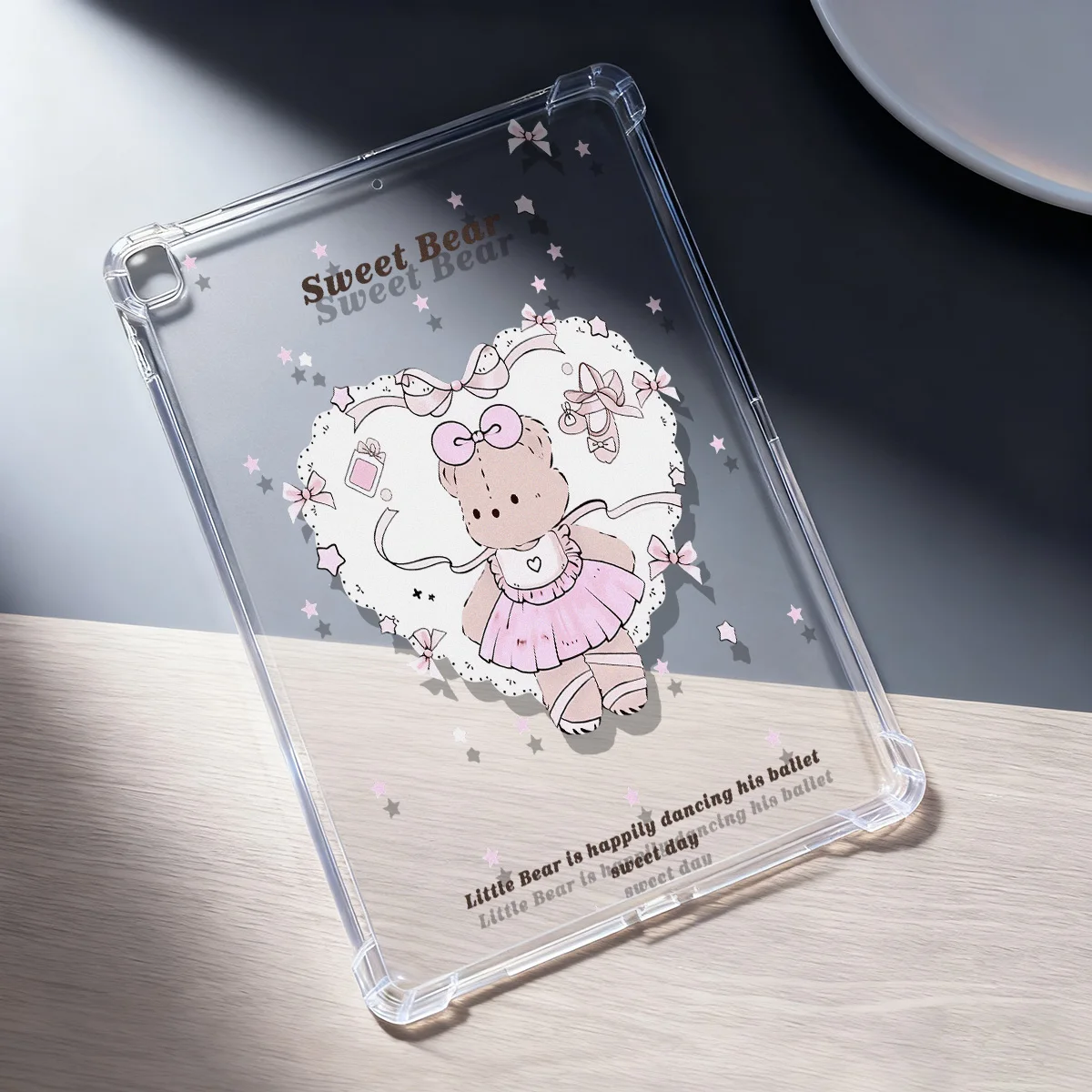 iPad Pro 11 2024 2022 2021, Air 6 5 4 3 10. Nesil 10.9 7. Nesil 10.2-10.5 Mini6 9.7 inç için Sevimli Oyuncak Ayı Desenli Yumuşak Tablet Koruyucu Kılıf