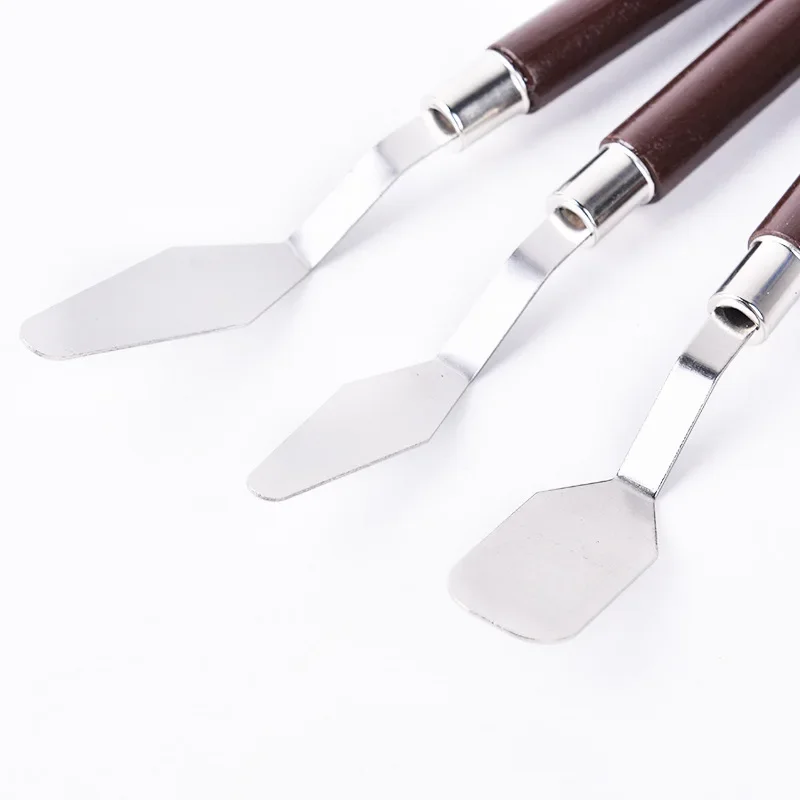 3Pcs Stainless Steel Oil Painting Knives Artist Crafts Spatula Palette Knife Oil Painting Mixing Knife Scraper Art Tools