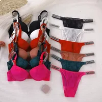 Ensemble de lingerie Victoria's Secret avec motif cœur, extensible et respirant, ensemble de sous-vêtements sexy en dentelle pour femme, bralette et culotte 6