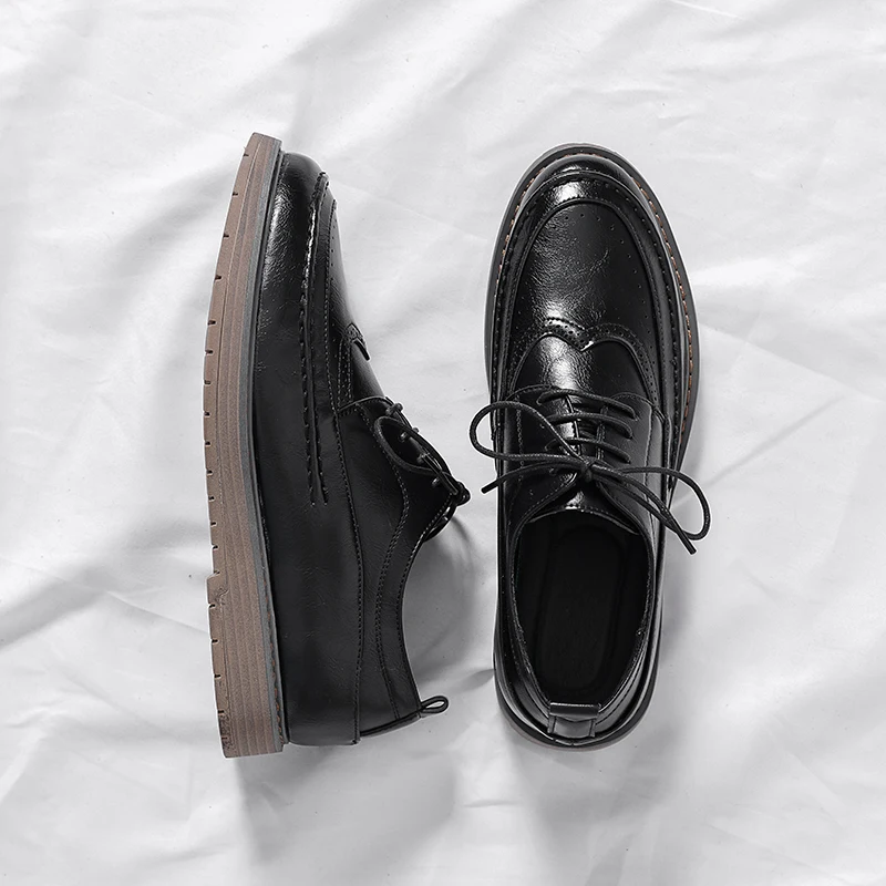 Autumn Winter New Men's Thick Sole Shoes Versatile Casual Shoes Office Business Shoe Suit Shoes Men's Genuine Leather Shoes