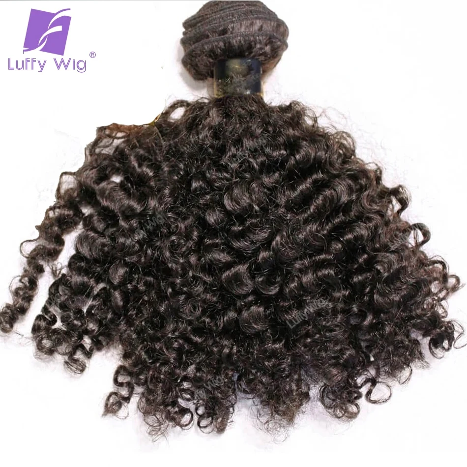 Weft Bundles Double Drawn Kinky Curly Full Ends 100% Human Hair Brazilian Extensions Jerry Curly for Black Women LuffyWig