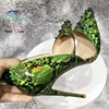 Sexy Side Empty Lady Snake Patted High Heels 8-12cm Fashion Rivet Shoes For Women's Gladiator Green Stiletto Pumps Size 35-45 5