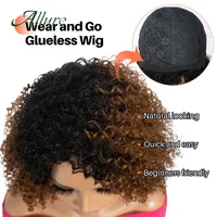Perruques brésiliennes Jerry Curly en cheveux humains pour femmes, couleur brun foncé, cheveux courts bouclés, perruque sans colle, perruques afro crépues Allure 2