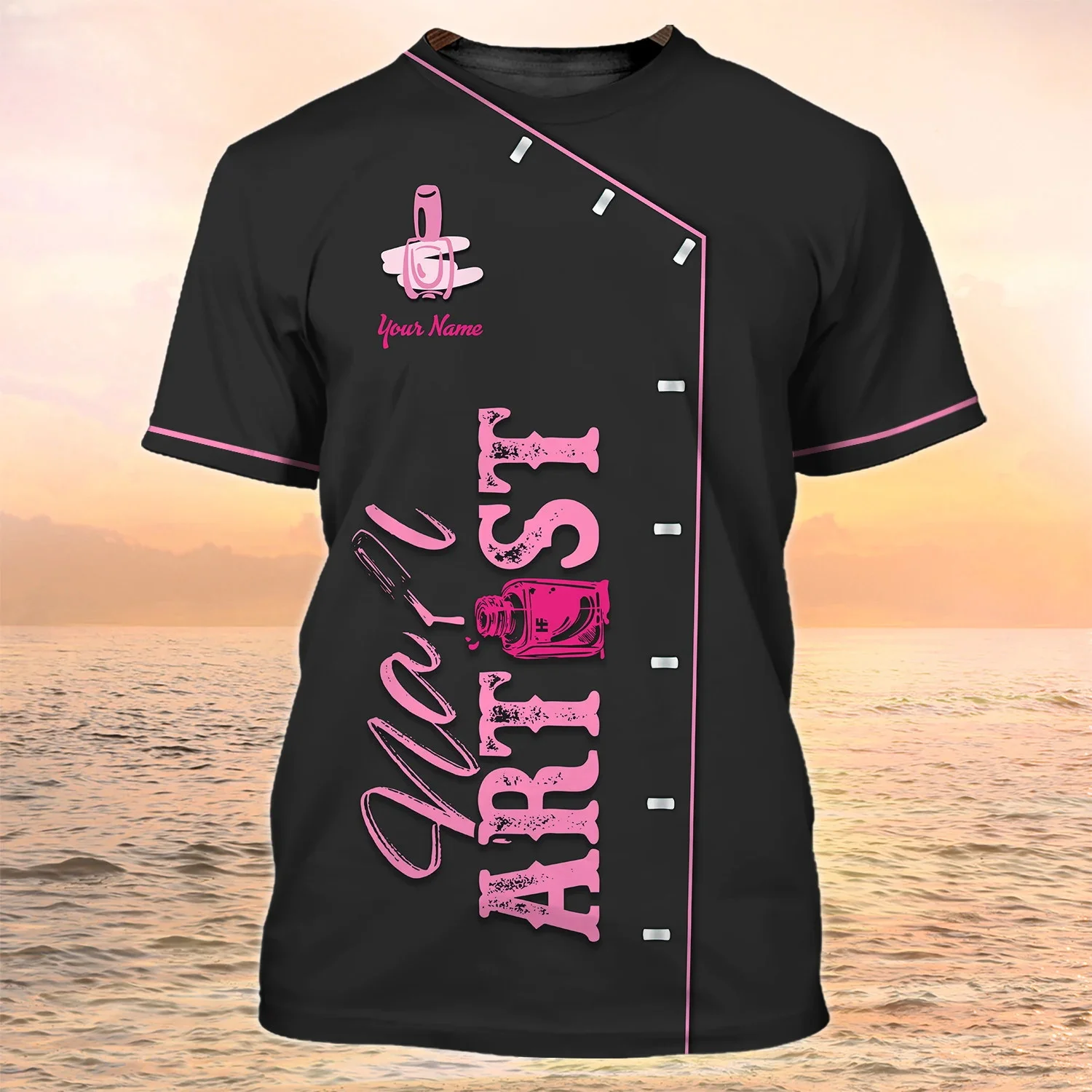 Neueste Sommer Mode männer T-shirt Nagel Techniker Nach Name 3D Gedruckt t shirt Unisex Casual Hemd Manicurist Uniform DW93 – Detail 25