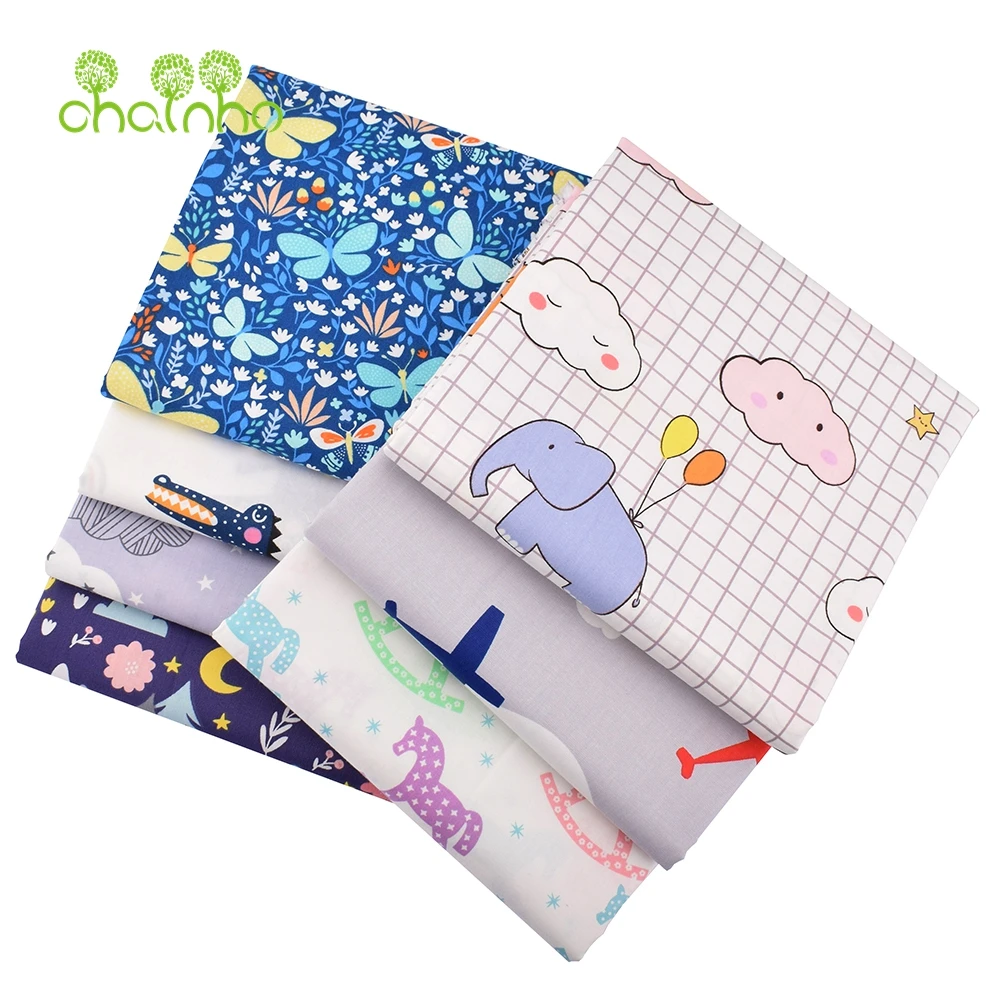 Chainho,Printed Twill Weave Cotton Fabric,DIY Sewing Quilting Material,Patchwork Cloth,7 Designs Cartoon Series,2 Sizes,15C159