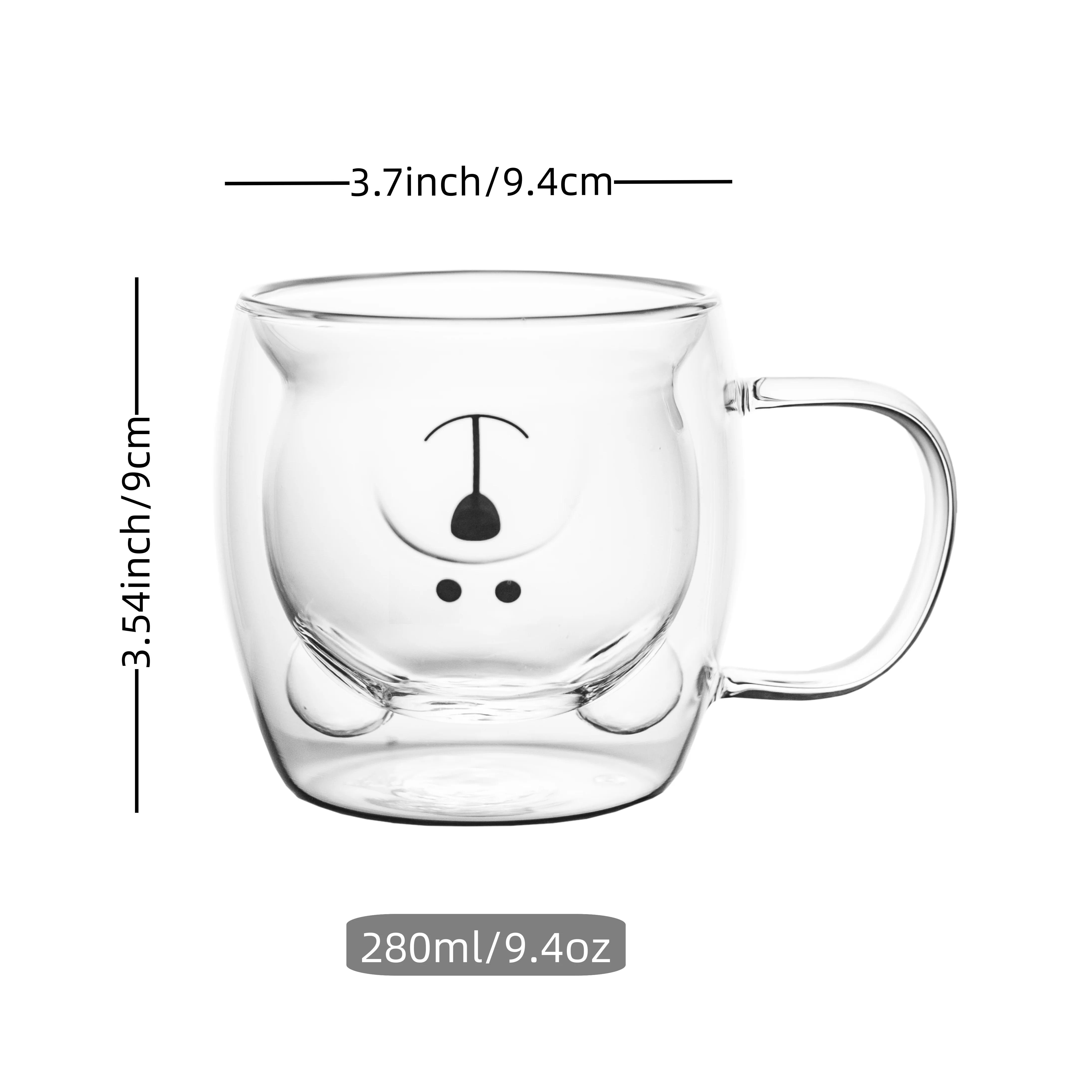 1pc Creative Cute Bear Double-layer Coffee Mug, Carton Double Glass Cup Milk Glass Lady Cute Bear Gift Christmas Gift Girls Gift
