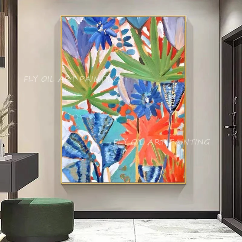 

Тропическая Красочная картина Искусство 100% Ручная роспись холст нож Современная картина маслом на холсте искусство на стену в подарок новый дизайн