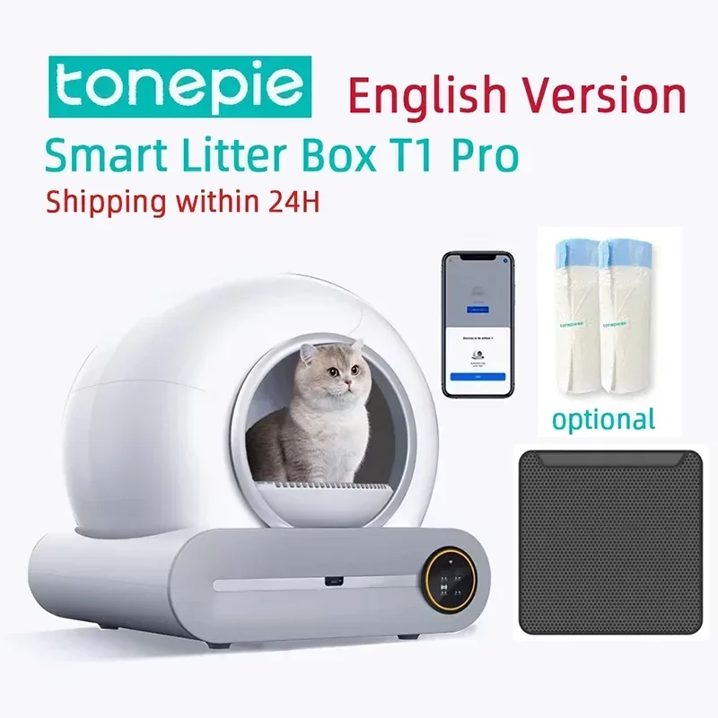 

Tonepie 65L Automatic Smart Cat Litter Box English Version Cats Litter Box Self Cleaning Fully Enclosed Pet Toilet Litter Tray