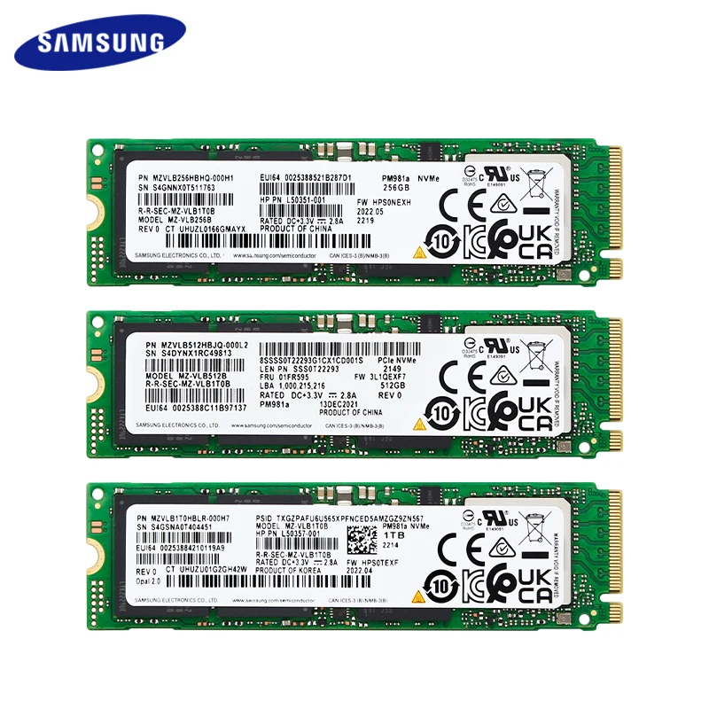 Samsung-disco Rígido Interno Pcie Pm981a M.2 2280 Pcie3.0 x4 Nvme Ssd 256gb 512gb 1t até 3500 mb s para pc