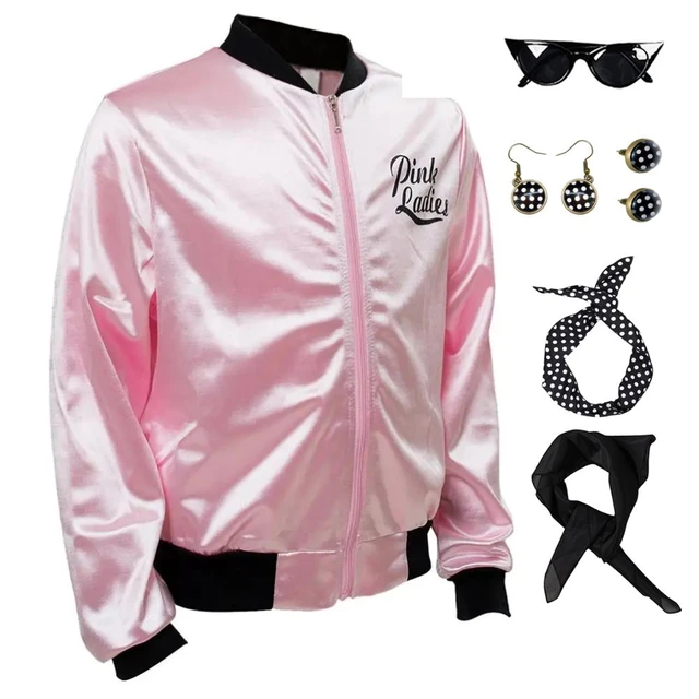 Cosplay Pink Ladies Grease Costume Retro Jacket Fancy Cheerleader