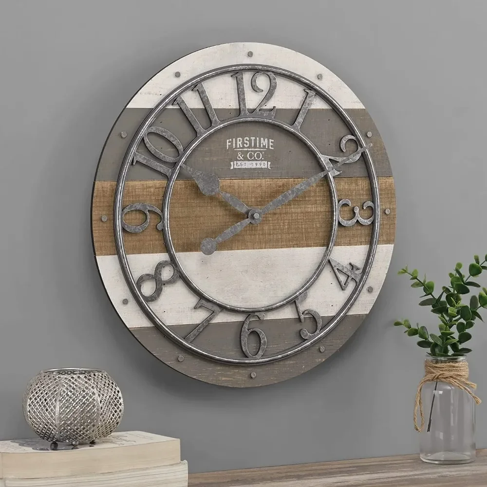 

Decoration for Home 16 X 2 X 16 in Wall Clock Multicolor Shabby Pallet Wall Clock Farmhouse Analog Bedroom Decor Clocks Garden