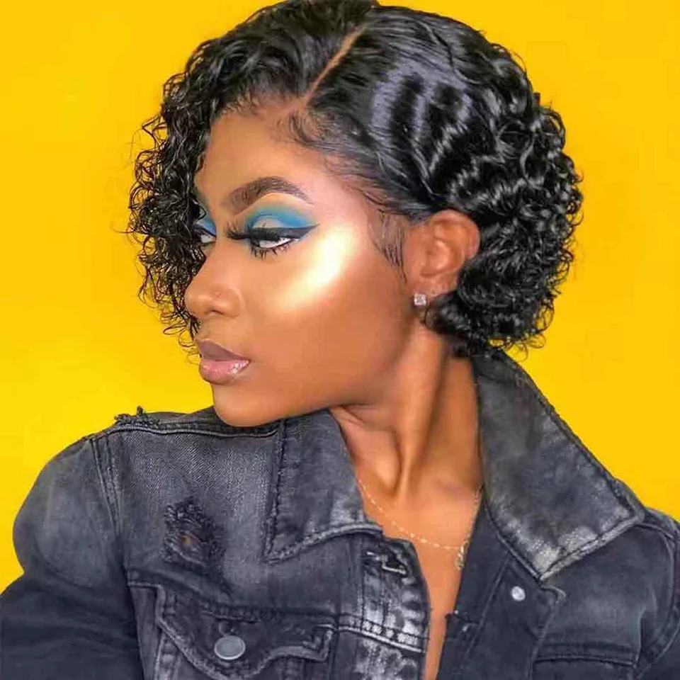 

Short Curly Bob Wig Human Hair Wigs for Women Brazilian Afro Clearance Wig T Part Lace Bob Wigs Perruque Cheveux Humain