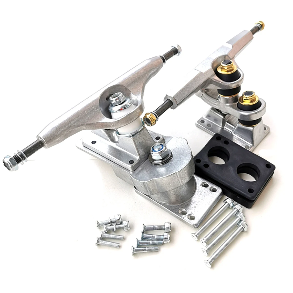 

6,25 дюймовый двойной Kingpin для серфинга, скейтборда, грузовиков S7, адаптер, Гравитационный литье, задние грузовики, Красная пружина, серебристый