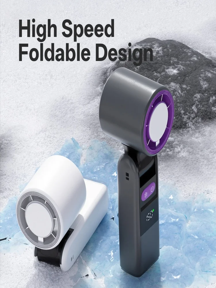 Oplaadbare handventilator met LED-display – Opvouwbaar ontwerp, 3 instelbare snelheden, draagbare mini-ventilator voor_voghion.com