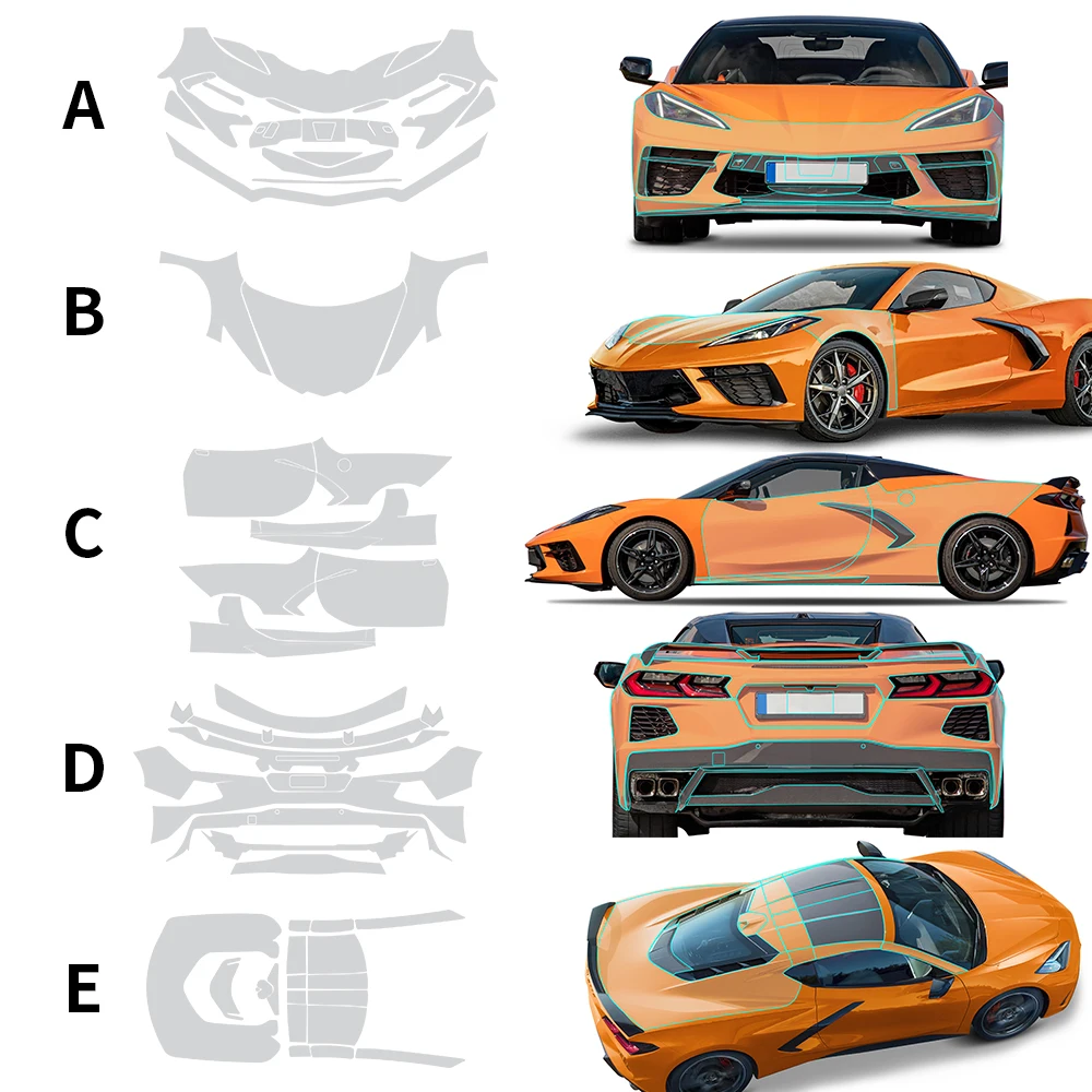 

TPU for Chevrolet Corvette C8 2020 2021 2022 Pre-Cut Car Exterior PPF Paint Protection Film Anti-Scratch Kit Decal Transparent