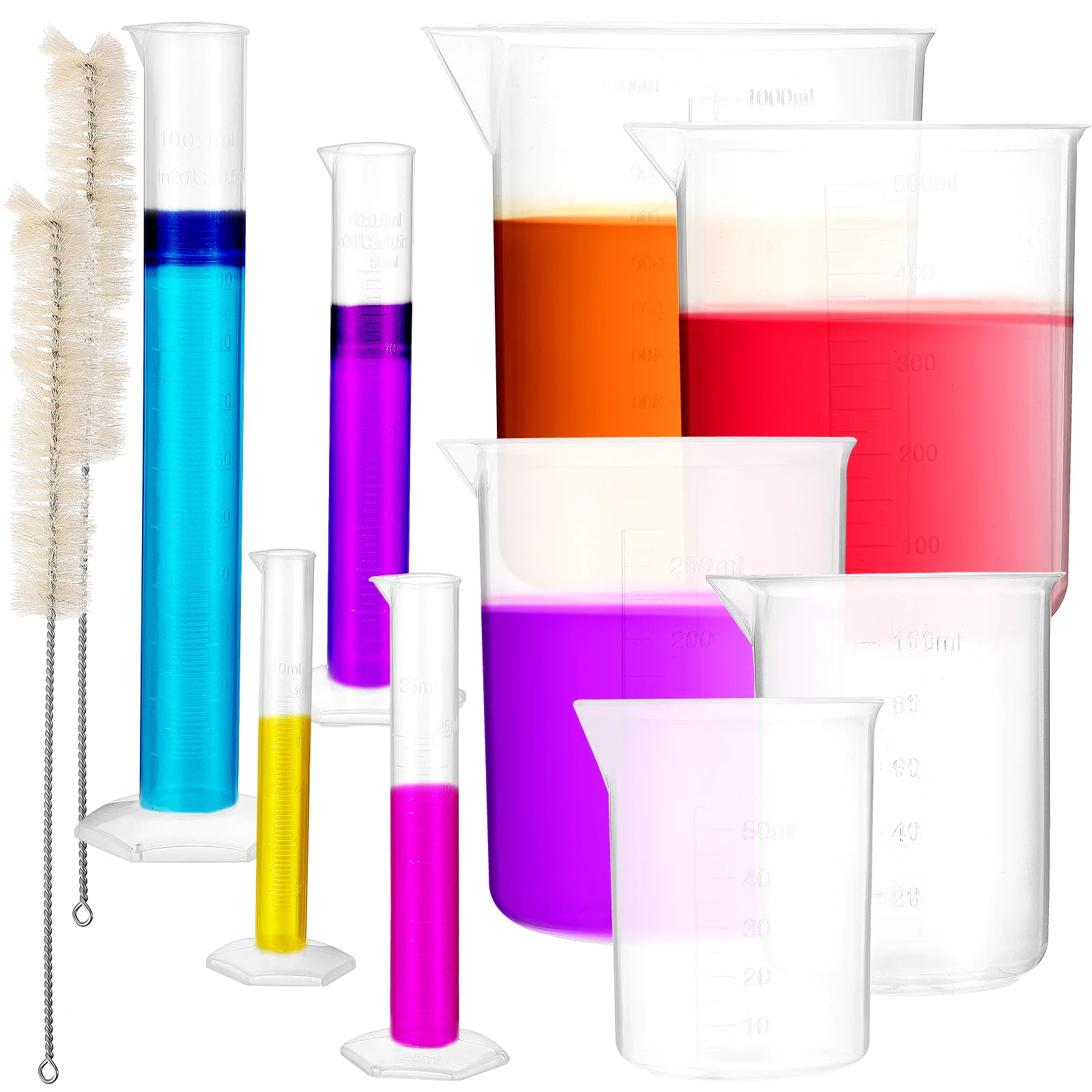 

13 Pcs Graduated Cylinder Sacilyic Acid Liquid Measuring Tools Beaker Plastic Base