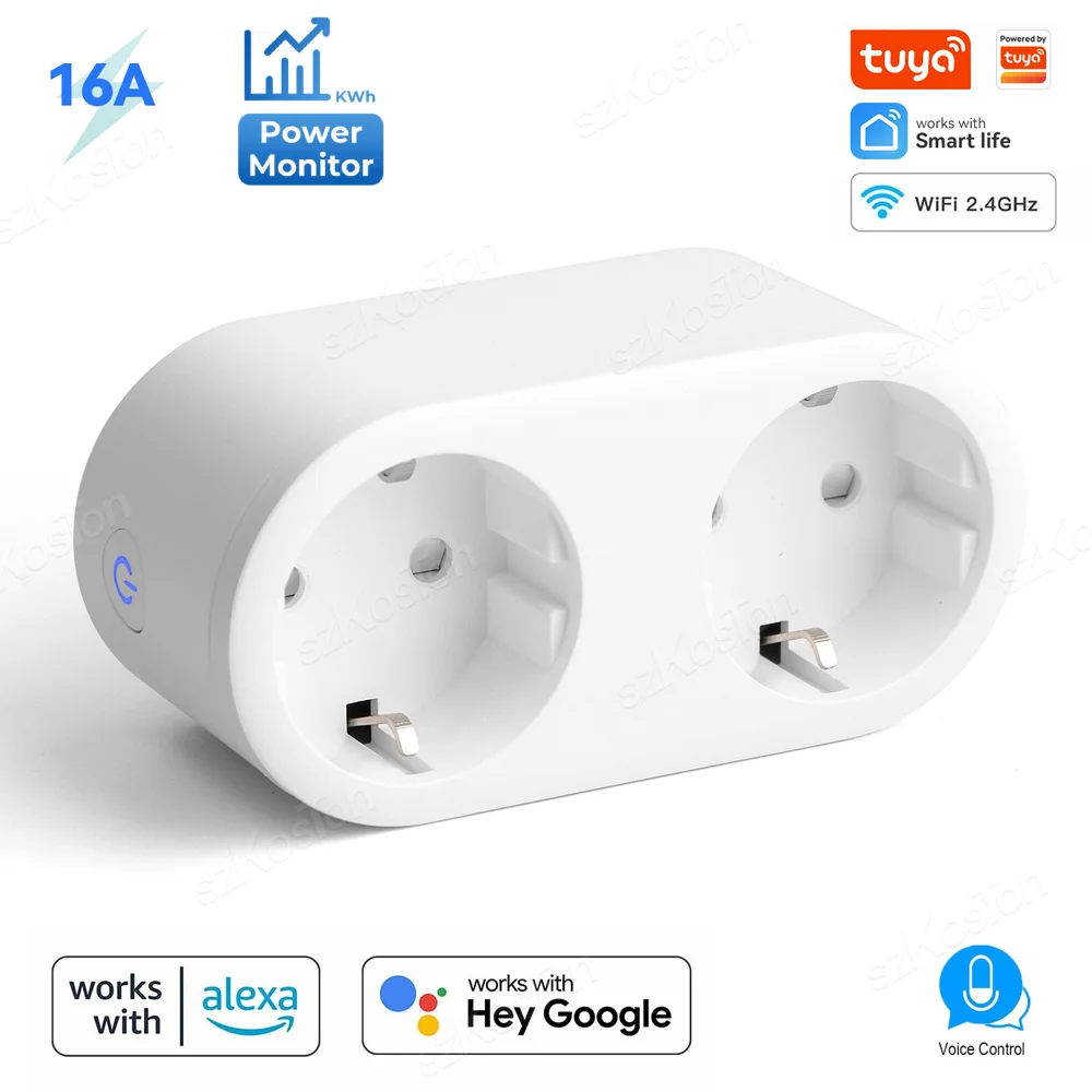 Tuya-Multiprise Intelligente WiFi avec Moniteur d'Alimentation, 3 Prises UE, Appareils Ménagers, Minuterie, Alexa, Google SmartThings