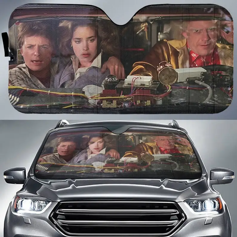 

Back To The Future Marty McFly And Emmett Brown Car Sun Shade, Windshield, Car Accessories