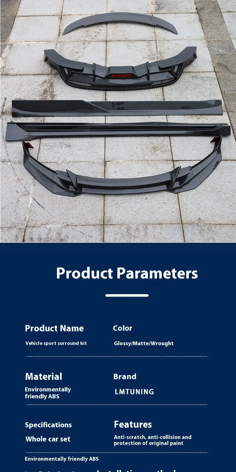 For Tesla 2024 Model3 highland Body Kit Carbon fiber pattern Rear Diffuser Spoiler Front Bumper Lip Side Skirt Car Accessories