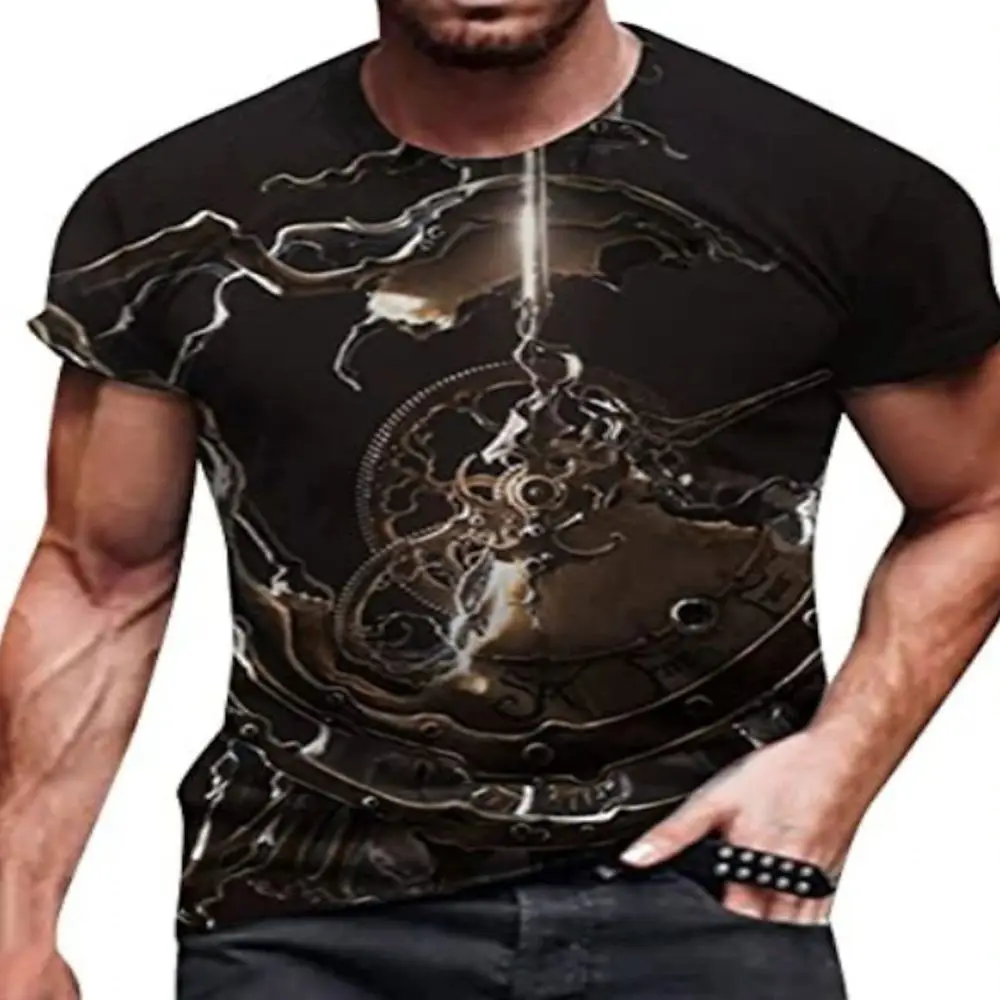 

Vintage T-Shirt mechanical pattern Men's T Shirt 3D Printing Car Short Sleeve Tees Summer Men Clothing Casual Tops